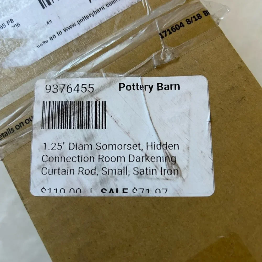 Pottery Barn Somorset Hidden Connection Room Darkening Curtain Rod, Black, 28x48